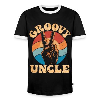 Oncle Groovy Retro Vibes Avec Signe de Paix - T-shirt contrasté Homme - noir/blanc - Devant - AI Model Female 172 light (172cm) & AI Model Male 178 light (178cm)