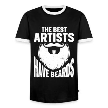 Citation à barbe Hommes barbus - T-shirt contrasté Homme - noir/blanc - Devant - AI Model Female 172 light (172cm) & AI Model Male 178 light (178cm)