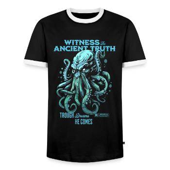 Vérité ancienne Cthulhu Culte Lovecraft Necronomicon - T-shirt contrasté Homme - noir/blanc - Devant - AI Model Female 172 light (172cm) & AI Model Male 178 light (178cm)