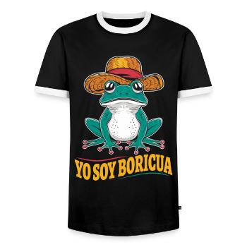 Yo Soy Boricua Puerto Rican Frosch Mit Hut - Männer Kontrast-T-Shirt - Schwarz/Weiß - Vorne - AI Model Female 172 light (172cm) & AI Model Male 178 light (178cm)