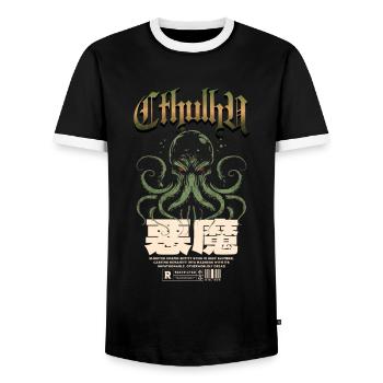 Japonais - Cthulhu Cult Lovecraft Necronomicon - T-shirt contrasté Homme - noir/blanc - Devant - AI Model Female 172 light (172cm) & AI Model Male 178 light (178cm)