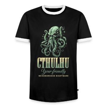 Cauchemar - Cthulhu Cult Lovecraft Necronomicon - T-shirt contrasté Homme - noir/blanc - Devant - AI Model Female 172 light (172cm) & AI Model Male 178 light (178cm)