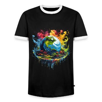 Respektier Muttererde Unseren Planeten Natur - Männer Kontrast-T-Shirt - Schwarz/Weiß - Vorne - AI Model Female 172 light (172cm) & AI Model Male 178 light (178cm)