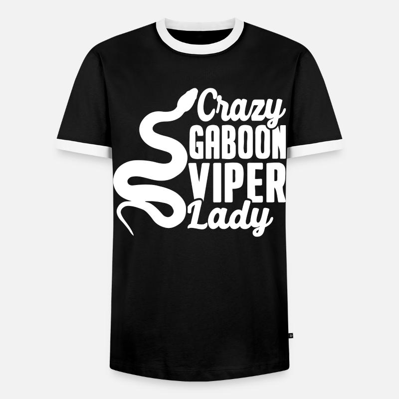 Crazy Gabon Viper Lazy Snake - Men's Ringer Shirt - black/white
