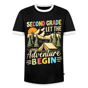 Deuxième année : que l’aventure commence - T-shirt contrasté Homme - noir/blanc - Devant - AI Model Female 172 light (172cm) & AI Model Male 178 light (178cm)
