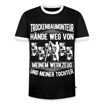 Drywall builder Construction worker Craftsman - Men's Ringer Shirt - black/white - Front - AI Model Female 172 light (172cm) & AI Model Male 178 light (178cm)