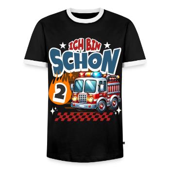 Feuerwehr 2. Geburtstag Kindergeburtstag - Männer Kontrast-T-Shirt - Schwarz/Weiß - Vorne - AI Model Female 172 light (172cm) & AI Model Male 178 light (178cm)