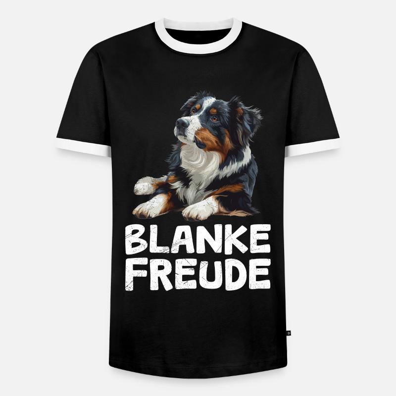 Australian Shepherd BLANKE FREUDE AUSSIE - Männer Kontrast-T-Shirt - Schwarz/Weiß