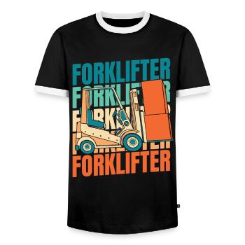 Forklift Forklift Driver - Men's Ringer Shirt - black/white - Front - AI Model Female 172 light (172cm) & AI Model Male 178 light (178cm)