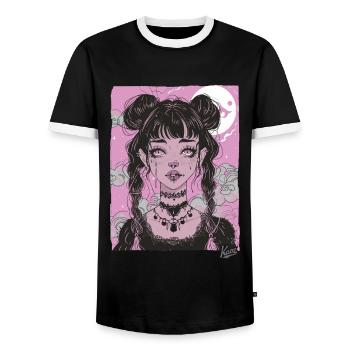 Super mignon grunge émo fille - T-shirt contrasté Homme - noir/blanc - Devant - AI Model Female 172 light (172cm) & AI Model Male 178 light (178cm)