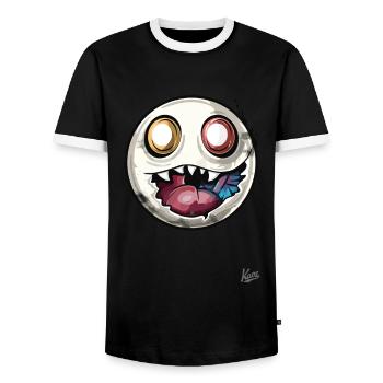 Evil Funny Horror Creature - Men's Ringer Shirt - black/white - Front - AI Model Female 172 light (172cm) & AI Model Male 178 light (178cm)
