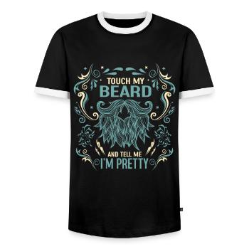Beard Quote, Touch My Beard And Tell Me I'm Pretty - Männer Kontrast-T-Shirt - Schwarz/Weiß - Vorne - AI Model Female 172 light (172cm) & AI Model Male 178 light (178cm)