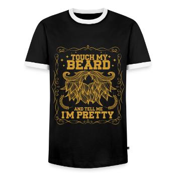 Beard Quote, Touch My Beard And Tell Me I'm Pretty - Männer Kontrast-T-Shirt - Schwarz/Weiß - Vorne - AI Model Female 172 light (172cm) & AI Model Male 178 light (178cm)
