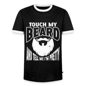 Beard Quote, Touch My Beard And Tell Me I'm Pretty - Männer Kontrast-T-Shirt - Schwarz/Weiß - Vorne - AI Model Female 172 light (172cm) & AI Model Male 178 light (178cm)