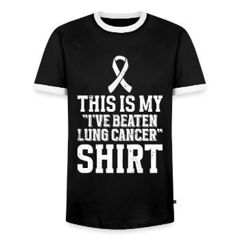 Lung Cancer Free Lung Cancer Awareness - Men's Ringer Shirt - black/white - Front - AI Model Female 172 light (172cm) & AI Model Male 178 light (178cm)