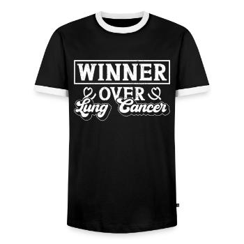 Lung Cancer Free Lung Cancer Awareness - Men's Ringer Shirt - black/white - Front - AI Model Female 172 light (172cm) & AI Model Male 178 light (178cm)