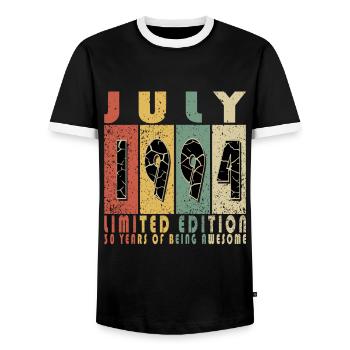 Juli 1994 Juli Jubiläum Juli 1994 - Männer Kontrast-T-Shirt - Schwarz/Weiß - Vorne - AI Model Female 172 light (172cm) & AI Model Male 178 light (178cm)