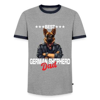 Deutscher Schäferhund Papa - Männer Kontrast-T-Shirt - Grau/Navy  - Vorne - AI Model Female 172 light (172cm) & AI Model Male 178 light (178cm)