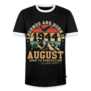 August 1944 Vintage Retro Geburtstag 1944 Geschenk - T-shirt contrasté Homme - noir/blanc - Devant - AI Model Female 172 light (172cm) & AI Model Male 178 light (178cm)