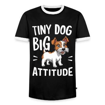 Terrier Dog Small Dog Large Attitude - Men's Ringer Shirt - black/white - Front - AI Model Female 172 light (172cm) & AI Model Male 178 light (178cm)