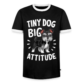 Terrier Hund Kleiner Hund Große Einstellung - Männer Kontrast-T-Shirt - Schwarz/Weiß - Vorne - AI Model Female 172 light (172cm) & AI Model Male 178 light (178cm)