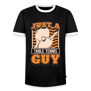 Tischtennis Pingpong Just A Table Tennis Guy - Men's Ringer Shirt - black/white - Front - AI Model Female 172 light (172cm) & AI Model Male 178 light (178cm)