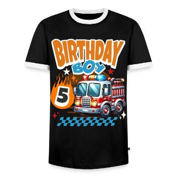 5e anniversaire des pompiers - T-shirt contrasté Homme - noir/blanc - Devant - AI Model Female 172 light (172cm) & AI Model Male 178 light (178cm)