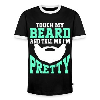 Beard Quote, Touch My Beard And Tell Me I'm Pretty - Männer Kontrast-T-Shirt - Schwarz/Weiß - Vorne - AI Model Female 172 light (172cm) & AI Model Male 178 light (178cm)
