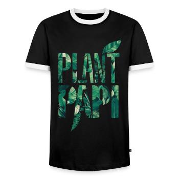 Plant Papi leaf motif for plant lovers - Men's Ringer Shirt - black/white - Front - AI Model Female 172 light (172cm) & AI Model Male 178 light (178cm)