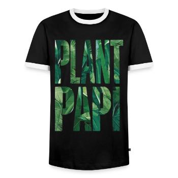 Plant Daddy Gardener Dad Nature Lover - Men's Ringer Shirt - black/white - Front - AI Model Female 172 light (172cm) & AI Model Male 178 light (178cm)