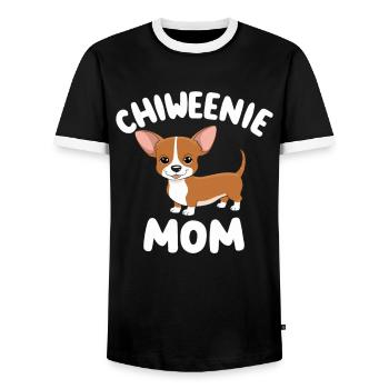 Chiweenie Mom - Proud of your little friend! - Men's Ringer Shirt - black/white - Front - AI Model Female 172 light (172cm) & AI Model Male 178 light (178cm)