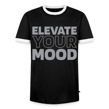 Elevator Elevator - Men's Ringer Shirt - black/white - Front - AI Model Female 172 light (172cm) & AI Model Male 178 light (178cm)