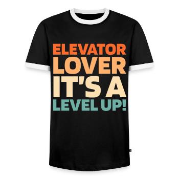 Elevator Elevator - Men's Ringer Shirt - black/white - Front - AI Model Female 172 light (172cm) & AI Model Male 178 light (178cm)