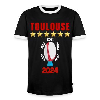 Toulouse Rugby 6 Etoiles Sport Fierté - T-shirt contrasté Homme - noir/blanc - Devant - AI Model Female 172 light (172cm) & AI Model Male 178 light (178cm)