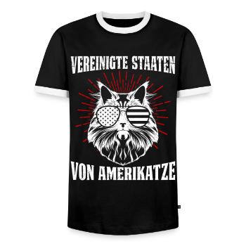 VEREINIGTE STAATEN VON AMERIKATZE Lustiges USA - Männer Kontrast-T-Shirt - Schwarz/Weiß - Vorne - AI Model Female 172 light (172cm) & AI Model Male 178 light (178cm)