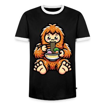 Kawaii Bigfoot Ramen Noodles Bowl - Männer Kontrast-T-Shirt - Schwarz/Weiß - Vorne - AI Model Female 172 light (172cm) & AI Model Male 178 light (178cm)