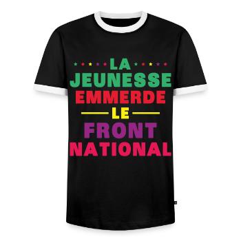 la jeunesse emmerde front national - T-shirt contrasté Homme - noir/blanc - Devant - AI Model Female 172 light (172cm) & AI Model Male 178 light (178cm)