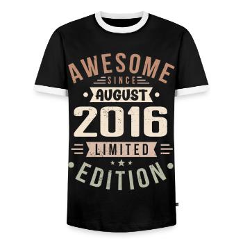 Août 2016 Anniversaire en août 2016 Millésime 2016 - T-shirt contrasté Homme - noir/blanc - Devant - AI Model Female 172 light (172cm) & AI Model Male 178 light (178cm)