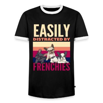 Race de chien Bouledogue français dicton - T-shirt contrasté Homme - noir/blanc - Devant - AI Model Female 172 light (172cm) & AI Model Male 178 light (178cm)