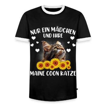 Maine Coon Besitzerin NUR EIN MÄDCHEN UND IHRE - Männer Kontrast-T-Shirt - Schwarz/Weiß - Vorne - AI Model Female 172 light (172cm) & AI Model Male 178 light (178cm)