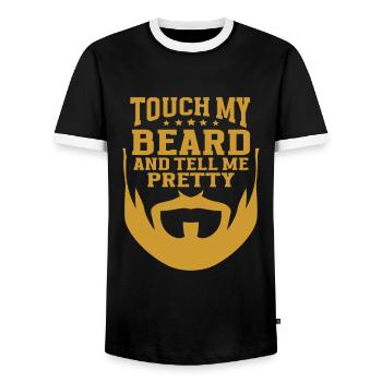 Beard Quote, Touch My Beard And Tell Me I'm Pretty - Männer Kontrast-T-Shirt - Schwarz/Weiß - Vorne - AI Model Female 172 light (172cm) & AI Model Male 178 light (178cm)