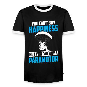 Paramotoring paramotoring - Men's Ringer Shirt - black/white - Front - AI Model Female 172 light (172cm) & AI Model Male 178 light (178cm)