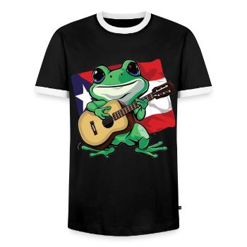 Coqui Frog Symbol Taino Boricua Puerto - Men's Ringer Shirt - black/white - Front - AI Model Female 172 light (172cm) & AI Model Male 178 light (178cm)