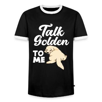 Stolz Golden Retriever Spruch - Männer Kontrast-T-Shirt - Schwarz/Weiß - Vorne - AI Model Female 172 light (172cm) & AI Model Male 178 light (178cm)
