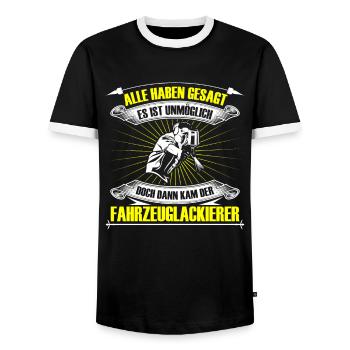 Vehicle painter Then came the painter - Men's Ringer Shirt - black/white - Front - AI Model Female 172 light (172cm) & AI Model Male 178 light (178cm)