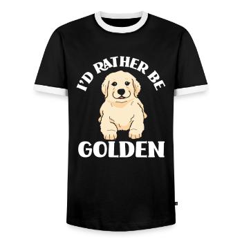 Golden Retriever Dog Dog Love - Men's Ringer Shirt - black/white - Front - AI Model Female 172 light (172cm) & AI Model Male 178 light (178cm)