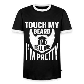 Citation de barbe, Touche ma barbe et dis-moi que je suis jolie - T-shirt contrasté Homme - noir/blanc - Devant - AI Model Female 172 light (172cm) & AI Model Male 178 light (178cm)