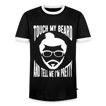 Beard Quote, Touch My Beard And Tell Me I'm Pretty - Männer Kontrast-T-Shirt - Schwarz/Weiß - Vorne - AI Model Female 172 light (172cm) & AI Model Male 178 light (178cm)
