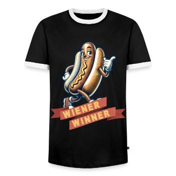 Wiener Winner 4 Juillet Memorial Day - T-shirt contrasté Homme - noir/blanc - Devant - AI Model Female 172 light (172cm) & AI Model Male 178 light (178cm)