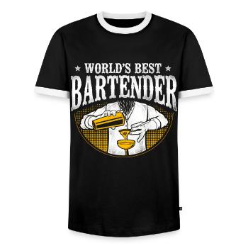 Bartender Mixologist World's Best - Men's Ringer Shirt - black/white - Front - AI Model Female 172 light (172cm) & AI Model Male 178 light (178cm)